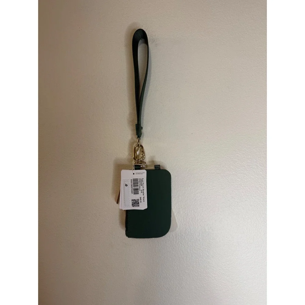 Lululemon Dual Pouch Wristlet Ivy Grove Light Ivory Gold Hardware NWT